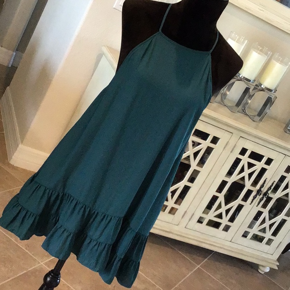 Intimately Free People ruffle bottom racerback minidress, green, size small - Picture 1 of 7